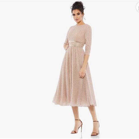 Mac Duggal 30750 Glitter Dress for Holiday - Classy Midi Dress Authentic - Picture 1 of 4